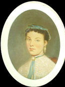 French Victorian oil Girl portrait painting OLD