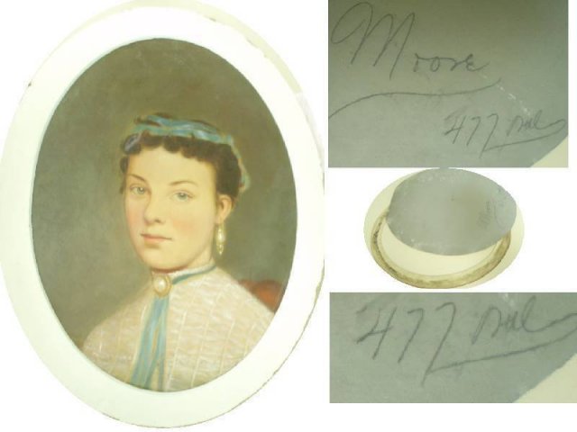 French Victorian oil Girl portrait painting OLD