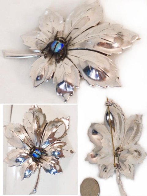 Vintage SIgned Boucher ENamel sterling SPIDER Brooch