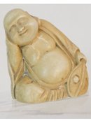 Vintage carved IVORY BUDDHA with fan NEtsuke