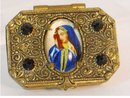 ANtique Czech POrtrait gilt box and rosary