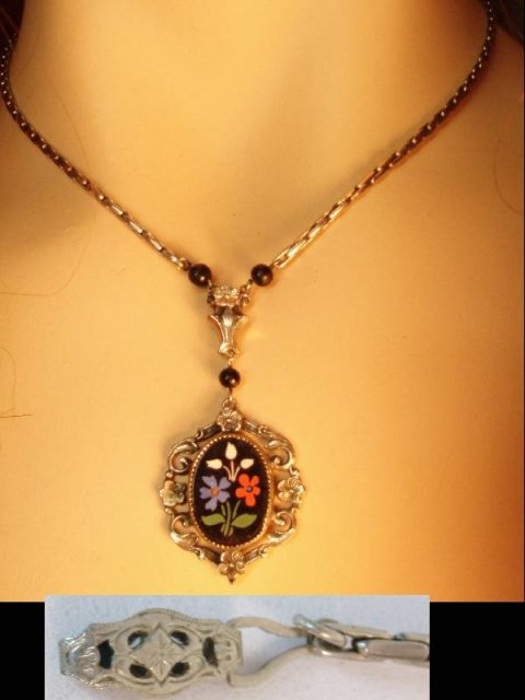 Vintage Victorian Pietra dura Mosaic necklace