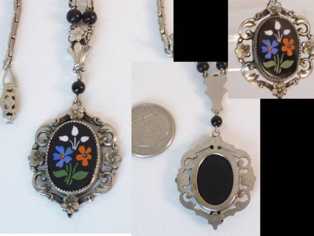 Vintage Victorian Pietra dura Mosaic necklace