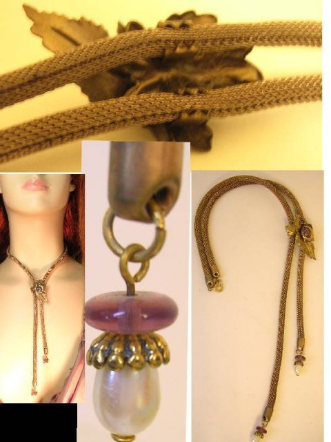 Vintage Edwardian Snake mesh slide necklace