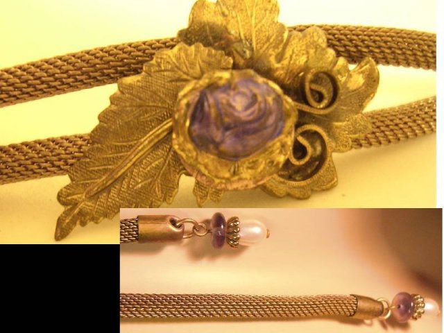 Vintage Edwardian Snake mesh slide necklace