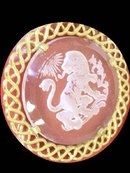 Large Glass intaglio Lion ornate necklace