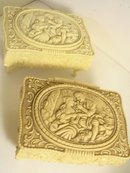 Pair Vintage Victorian Ivorine footed boxes