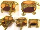 Antique Amber glass Queen's CARRIAGE casket