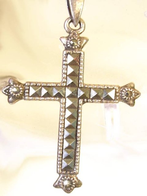 Elegant sterling Gothic Marcasite Cross