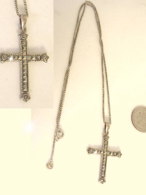 Elegant sterling Gothic Marcasite Cross