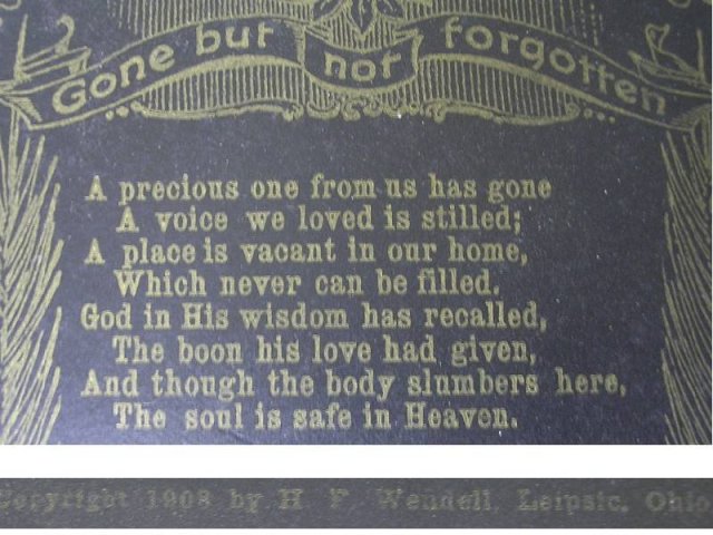Vintage 1800's Death funeral Remembrance Cards Postmortem