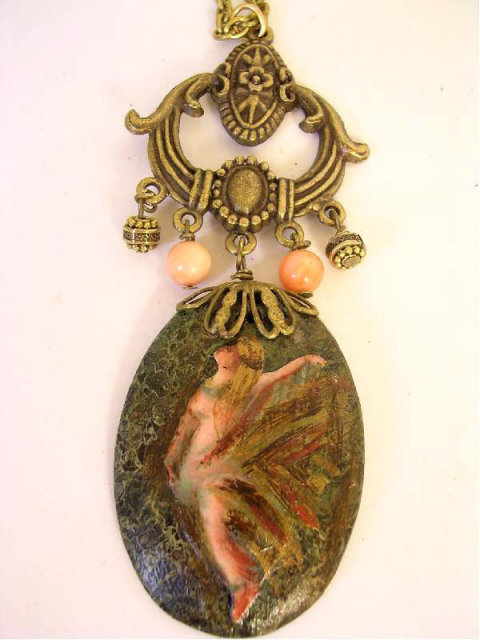 Nouveau Fairy Nymph ANgel Skin COral necklace