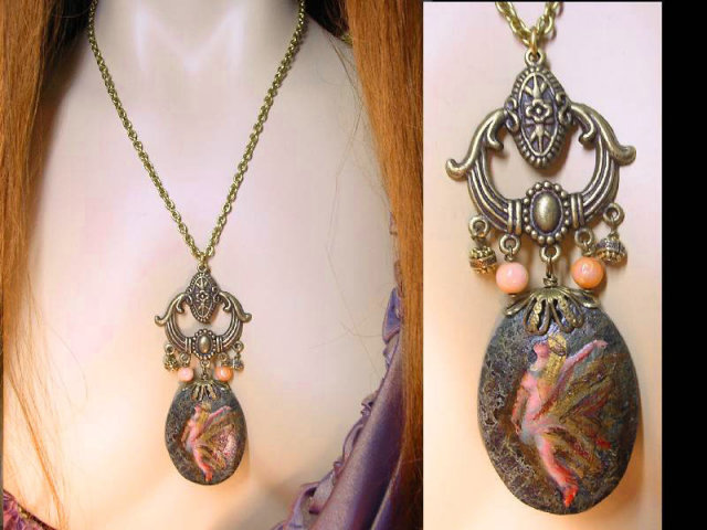 Nouveau Fairy Nymph ANgel Skin COral necklace