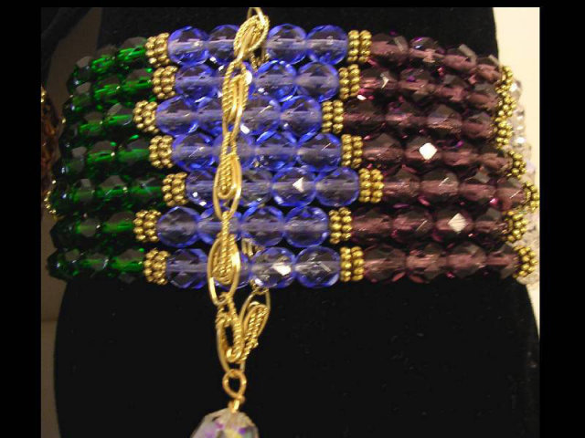 Wide Ethereal Chakra Glass 7 strand bracelet