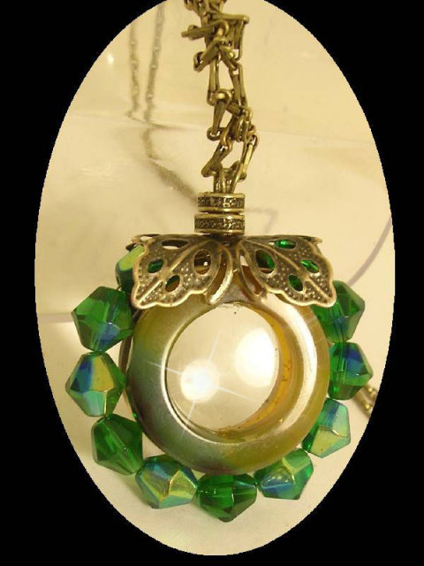 Fancy THird EYE Magnifier Long NEcklace PEacock