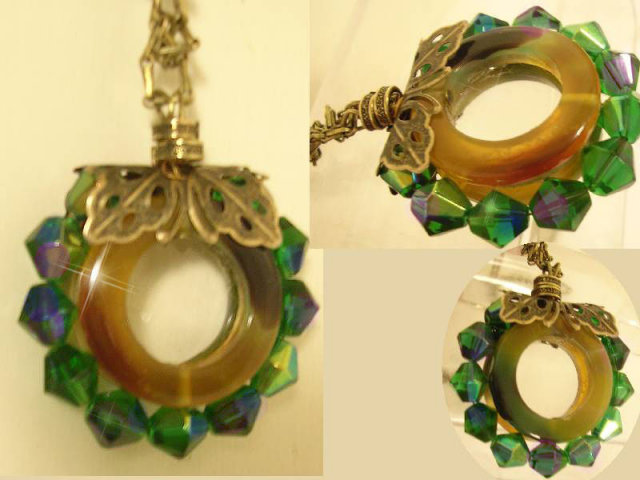Fancy THird EYE Magnifier Long NEcklace PEacock