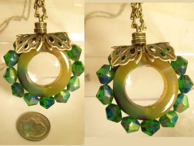 Fancy THird EYE Magnifier Long NEcklace PEacock