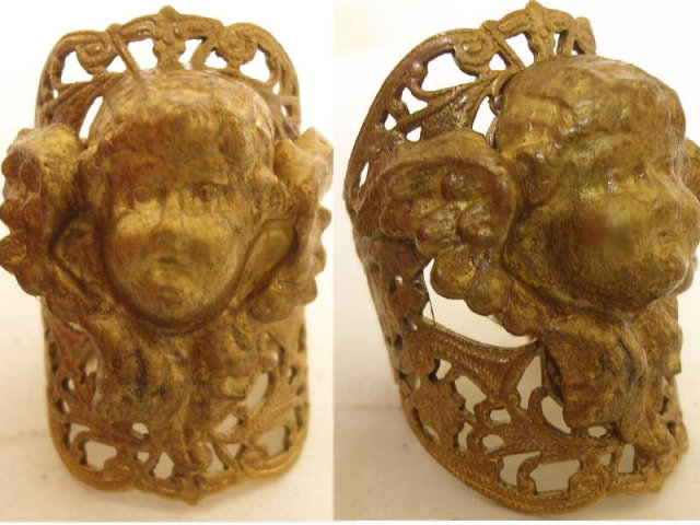 Vintage Gothic Winged Cherub angel head ring