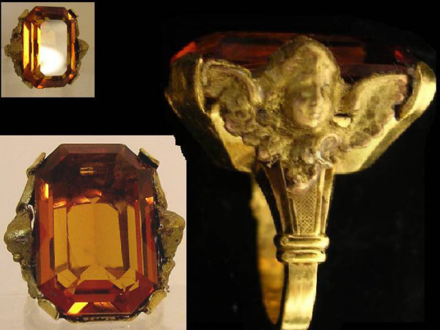 HUGE VIntage gold filled Cherub golden ring