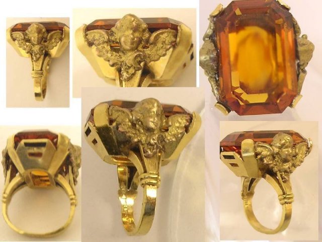 HUGE VIntage gold filled Cherub golden ring