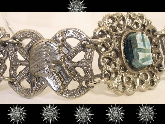 Vintage Egyptian scarab Queen Nefertiti goddess bracelet