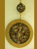 Exotic Nouveau Angel bronze Goddess earthen Gothic pearl necklace
