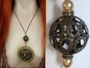 Exotic Nouveau Angel bronze Goddess earthen Gothic pearl necklace