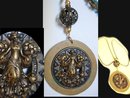 Exotic Nouveau Angel bronze Goddess earthen Gothic pearl necklace