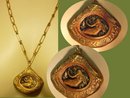 Nouveau style Miniature nude painting framed goddess necklace OOAK