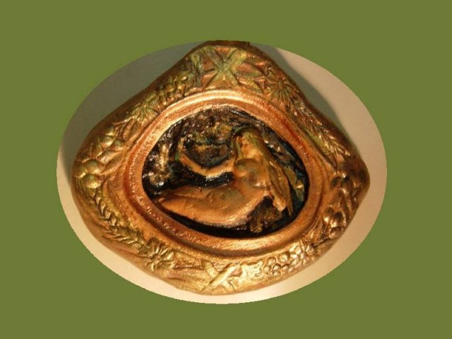 Nouveau style Miniature nude painting framed goddess necklace OOAK