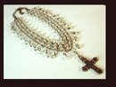 Gothic Edwardian style 130 glass bead Wide Cross Drop NEcklace