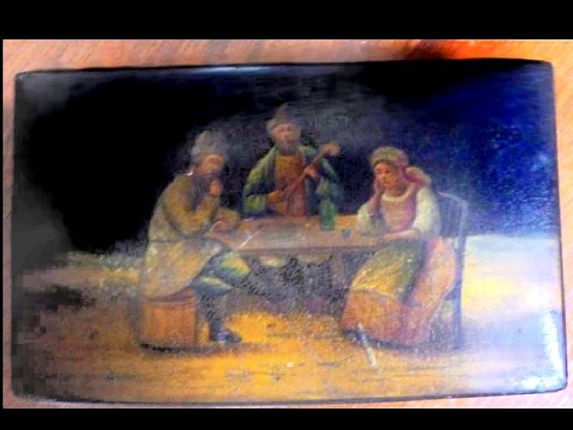 19TH C ANTIQUE HAND PAINTED Figural portrait hallmarked RUSSIAN TOBACCO BOX
