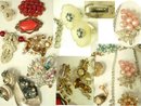 Vintage 20 pc LOT Costume jewerly SIgned HUGe rhinestones camphor glass enamel deco and MORE