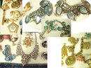 Vintage 20 pc LOT Costume jewerly SIgned HUGe rhinestones camphor glass enamel deco and MORE