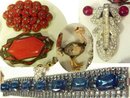 Vintage 20 pc LOT Costume jewerly SIgned HUGe rhinestones camphor glass enamel deco and MORE
