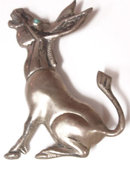 1940's sterling turquoise HUGE Figural DONKEY Mule SIGNED Brooch