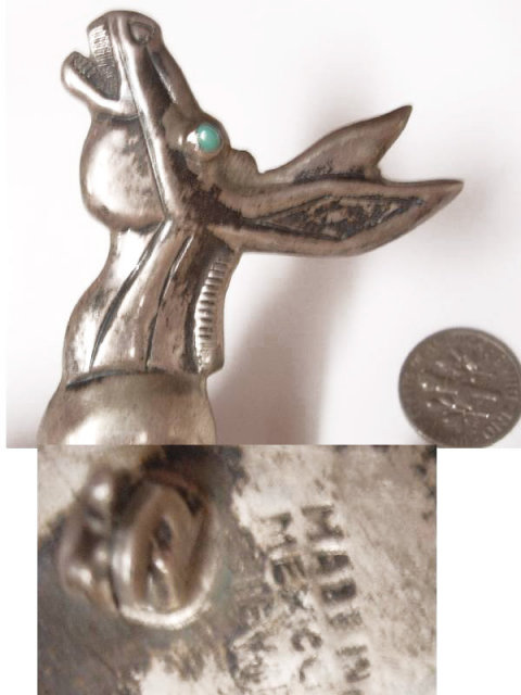 1940's sterling turquoise HUGE Figural DONKEY Mule SIGNED Brooch