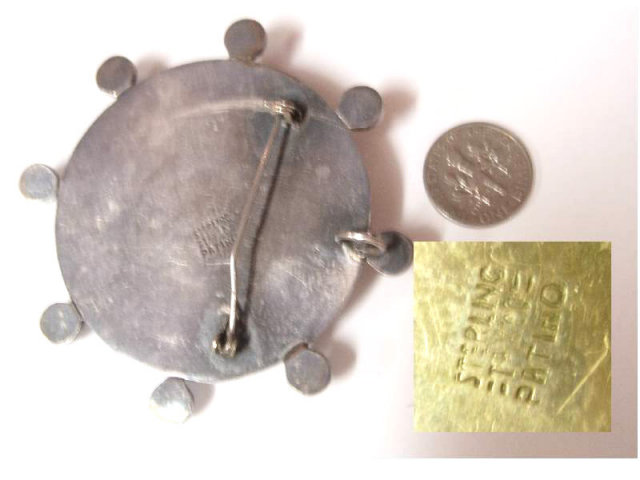 WIcca Gothic Spiritual amethyst sterling signed HUGE star sundial 1940's Vintage BRooch pendant