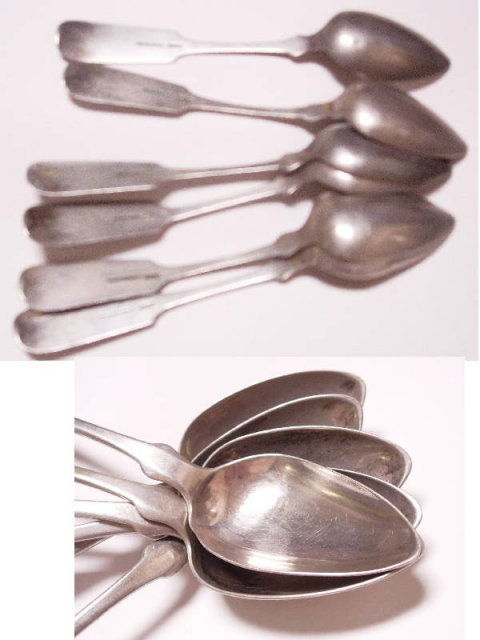 Civil War Coin Silver hand forged Spoon set from original family JEWelL hallmarked