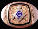 Vintage GOLD Enamel Masonic Ring Blue LOdge Applied Tools