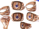 Vintage GOLD Enamel Masonic Ring Blue LOdge Applied Tools