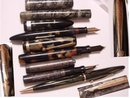 5 Vintage fountain pens sterling chatelaine bakelite inlay mother of pearl LOT