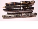 5 Vintage fountain pens sterling chatelaine bakelite inlay mother of pearl LOT