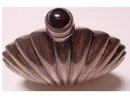 Victorian Sterling shell miniature perfume bottle SIGNED red jeweled top
