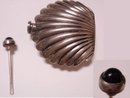 Victorian Sterling shell miniature perfume bottle SIGNED red jeweled top