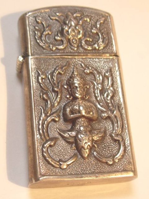 Sterling Goddess Oriental hinged case elephant zippo lighter