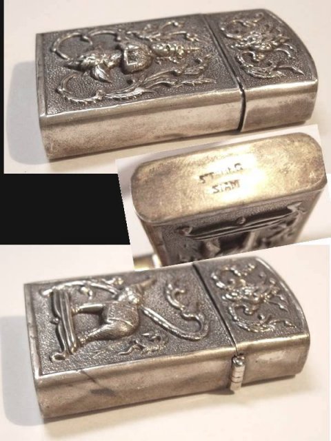 Sterling Goddess Oriental hinged case elephant zippo lighter