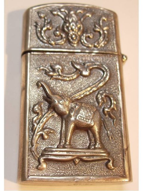 Sterling Goddess Oriental hinged case elephant zippo lighter