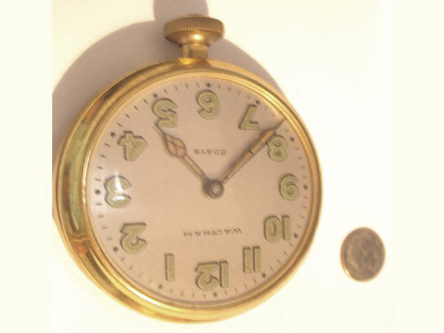 HUGE Vintage Waltham CAR clock POcket watch UNUSUAL PIECE