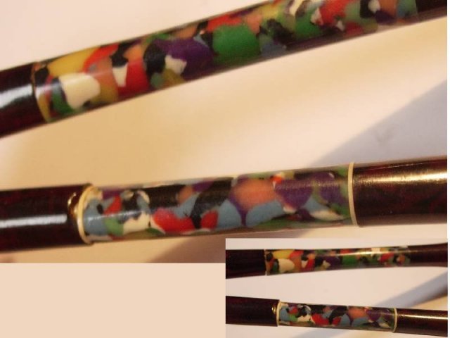 UNusual DECo cherry amber mosaic colored cigarette holders SET